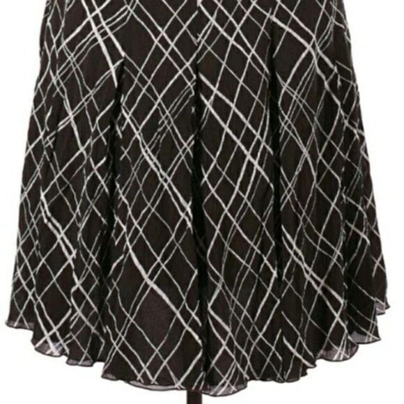 Ellen Tracy Parochial Crinkle Silk Pleated Plaid Full Tea Length Skirt Sz 14 - Picture 6 of 10